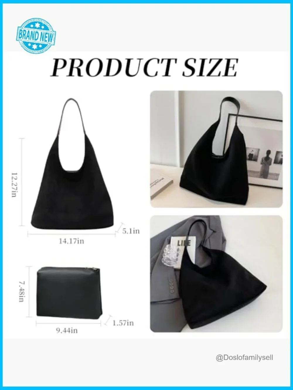 Faux Suede Tote Bag Retro Slouchy Hobo Handbag Shoulder Bag New